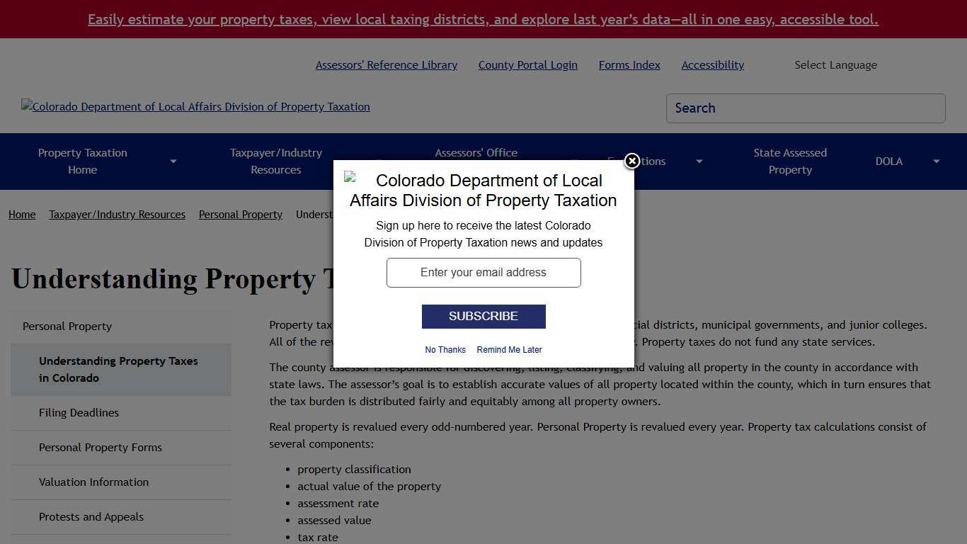 Understanding Property Taxes in Colorado | Colorado Department of Local Affairs Division of Property Taxation