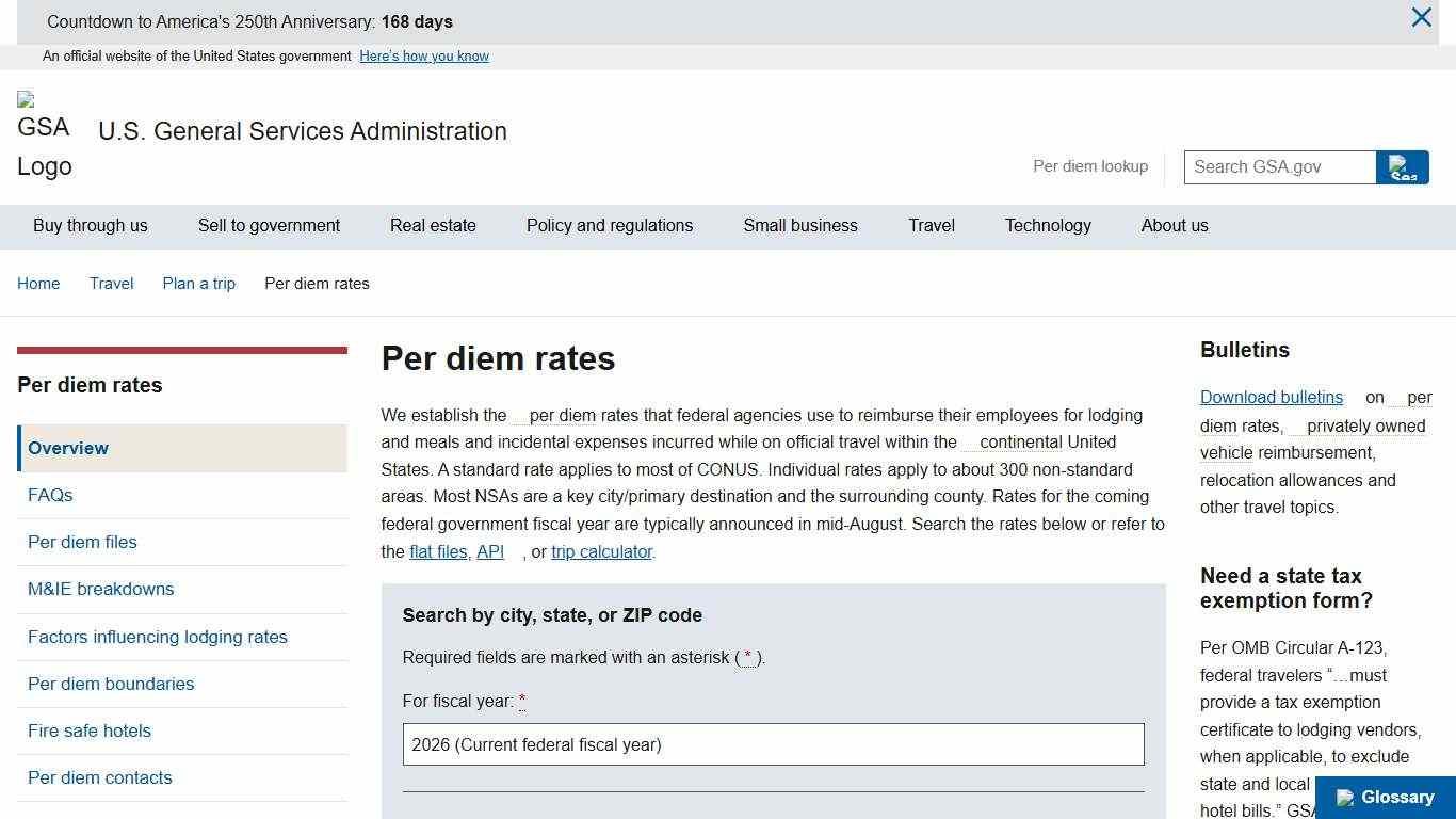 Per diem rates | GSA
